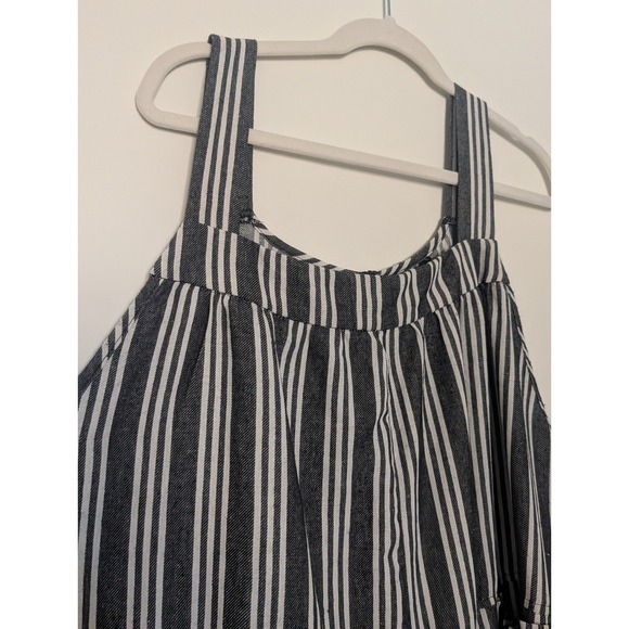 Bloomchic Womens 22-24 Black White Striped Oversized Jumpsuit w/ Pockets - Picture 4 of 7